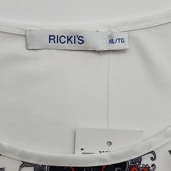 Ricki's Size XL White Shirt Resplendent with Red and Black Design  Size XL - Picture 4 of 11